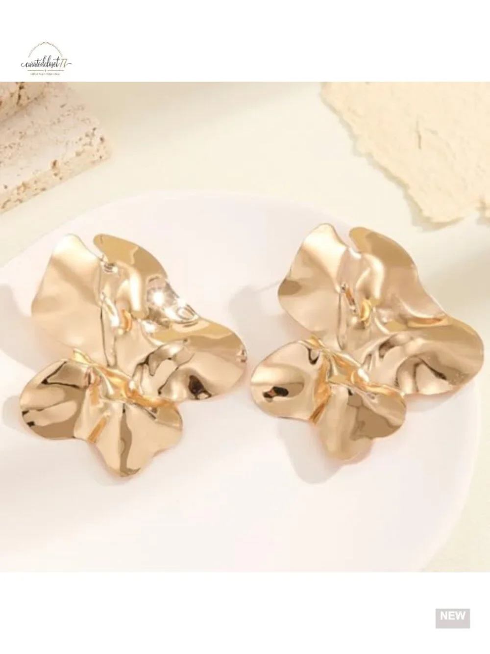 Chunky Irregular Geometric Liquid Metal Lever Back Earrings